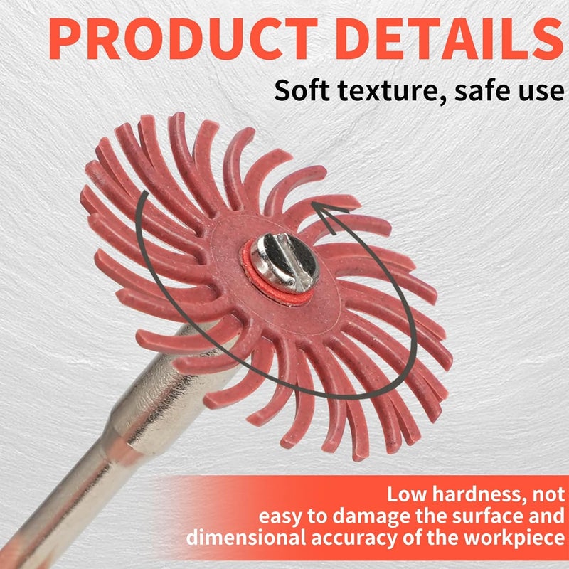 Baisiky 66Pcs 1 Inch Radial Bristle Disc Kit with 1/8" Shank for Rotary Tools,Detail Abrasive Brush for Jewelry Wood Metal Polishing, Bristle Wheel with Grit 80-1000 - Image 3